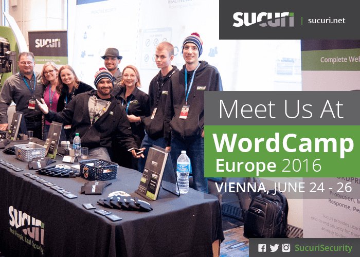 sucurisecurity's tweet photo. Meet us June 24-26, at #WCEU in Vienna. Tweet at us if you're coming and follow along. We want to chat. https://t.co/N50aeMwnsp