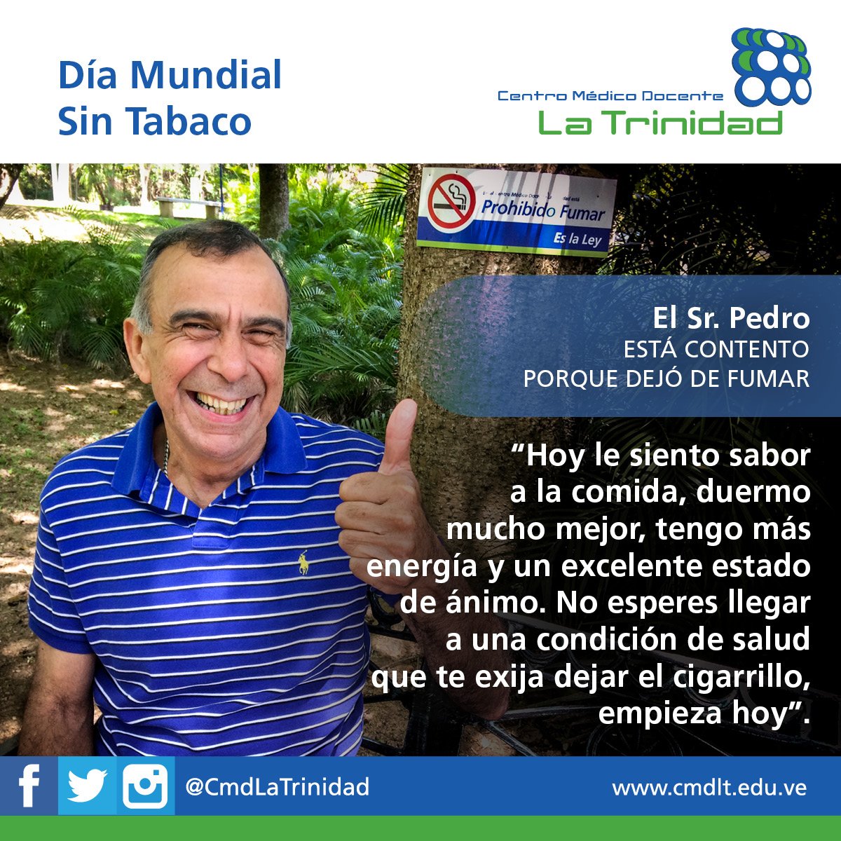 Abandonó el cigarrillo después de 40 años fumando. Conoce su historia: #DiaMundialSinTabaco goo.gl/5jHfRA