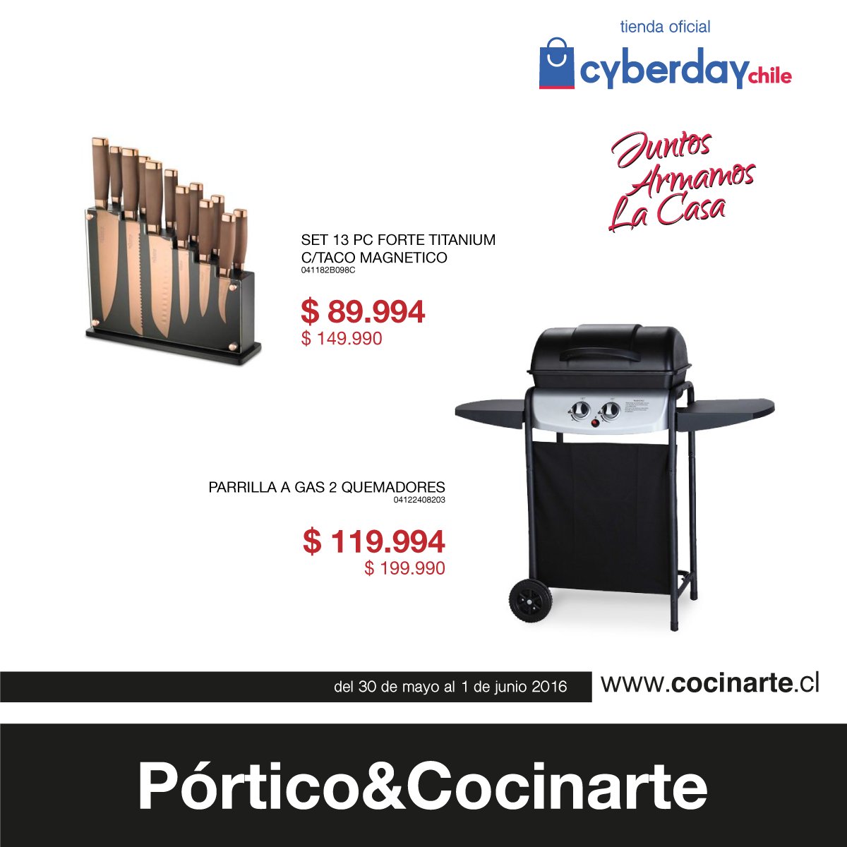Cocinarte_Chile's tweet photo. Equipa tu cocina! #CyberDay2016
¡Juntos armamos tu casa! ❤
TODO el Sitio con 40% OFF > https://t.co/EKbkukm0bb https://t.co/r1rbsHhqom