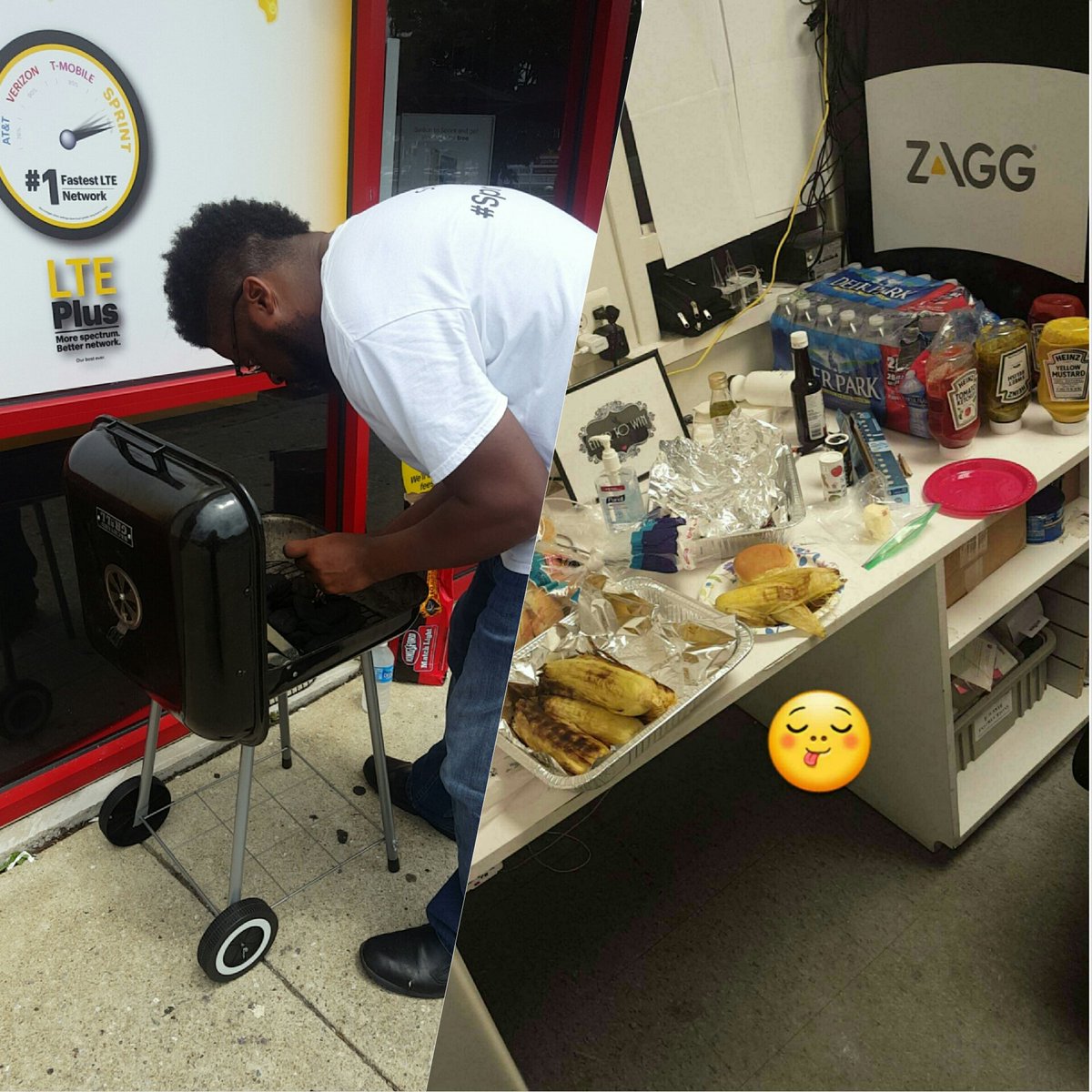 mamrlls's tweet photo. @GreenbeltSprint manager Mikal showed his employees some love today by grilling for us! Everything was delicious! https://t.co/YPeWQyfLEA