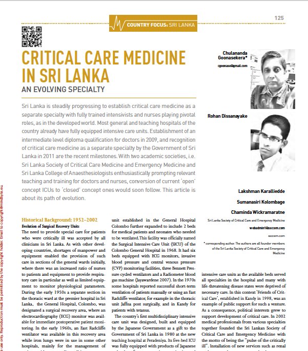 ICU_Management's tweet photo. In our #Safety edition: Critical care medicine in Sri Lanka #ESALondon Read online: https://t.co/bRKf2Rvoaf https://t.co/u8yzDg3hDa