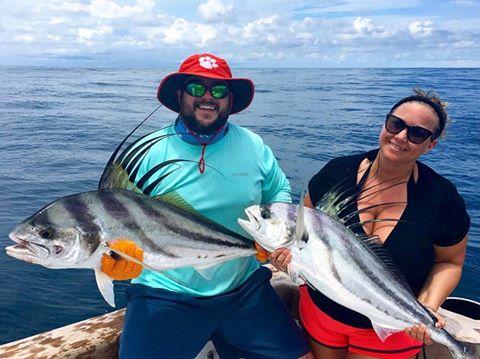 costaricafishin's tweet photo. Capt MJ Alligood, 34ft Epic, Los Sueños, released six #roosterfish, including this double, and kept a few #grouper. https://t.co/BfY9ZIZOFk