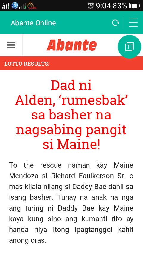ofcnewscaster's tweet photo. MAY 31 2016
©ABANTE NI RUEL MENDOZA
DADDY BAE, IPINAGTANGGOL SI MAINE LABAN SA BASHER!
#ALDUBHomeAtLast 
Tnx Dad Bae https://t.co/qBwjL2sya1