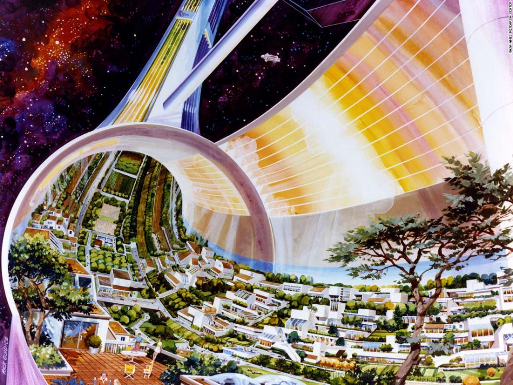 cnni's tweet photo. .@NASA's retro guide to future living: Would you want to live in a space colony? https://t.co/KjC9lEd0en @CNNStyle https://t.co/4JPJzBfmsZ
