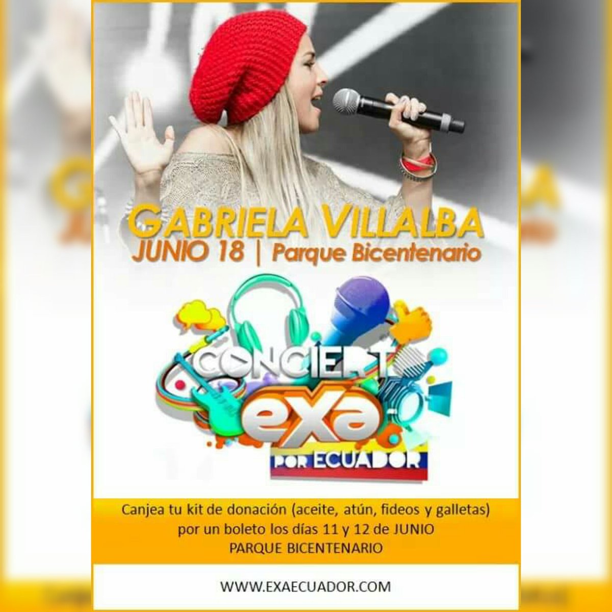 GabyVillalbaEc's tweet photo. @gabyde_k #GabrielaVillalba presente en #ElConciertoEXA2016 @ExaFmEcuador @alvaro_exa @takashijakome https://t.co/rbSiVcJ5b3