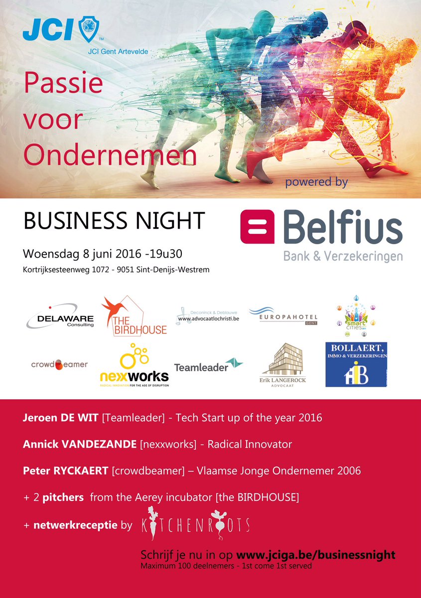 Nog 1 week en dan is het zover! Wil je er nog bij zijn? Rep je dan naar jciga.be/businessnight <a href="/JCIVlaanderen/">JCIVlaanderen</a>