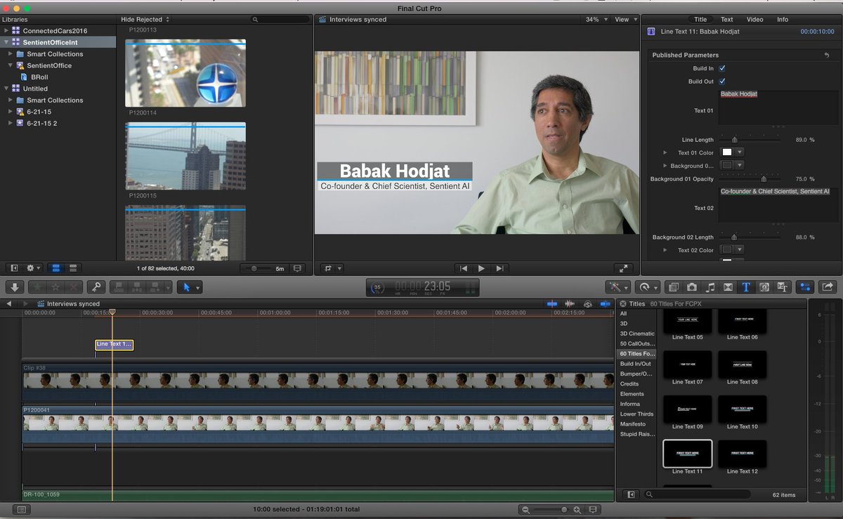 UpstartMediaSF's tweet photo. Editing our interview with @babakatwork at Sentient AI.
#SentientDAI #fcpx #GH4Users https://t.co/vcqbC2sW9R