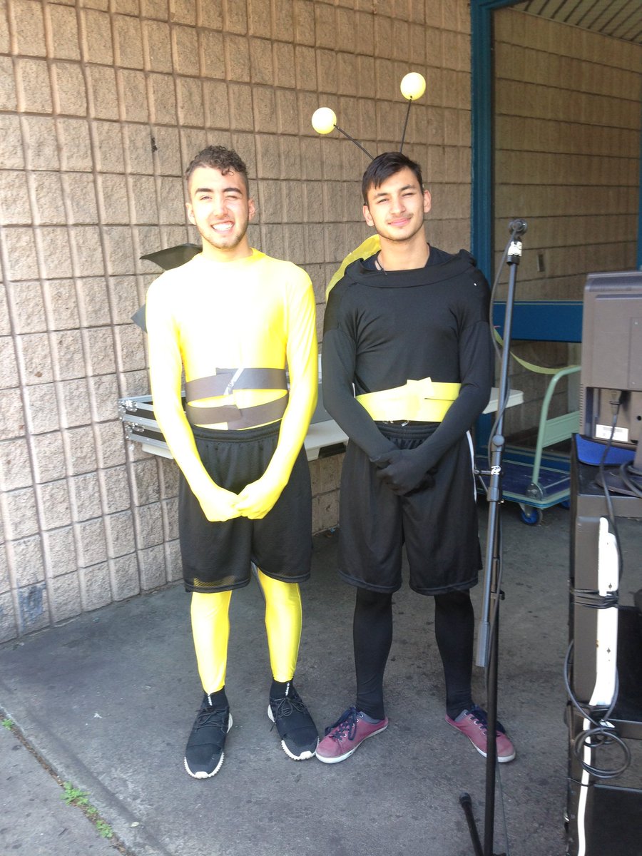 Our bee models today @ lunch. Hope everyone had fun! #lmacsbuzzing 🐝🐝🐝