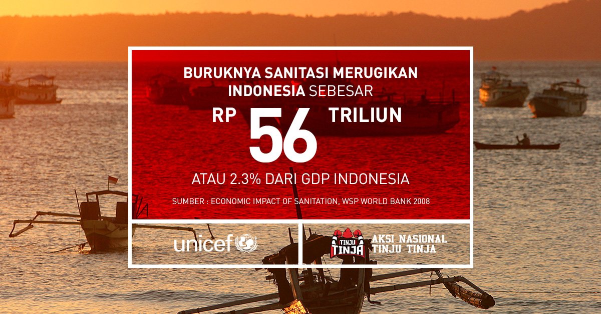 UNICEFIndonesia's tweet image. Secara nasional, sanitasi yang buruk mengakibatkan
kerugian untuk negara. (1)