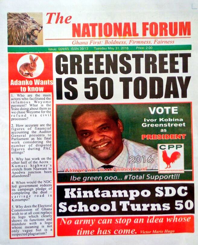 The National Forum
Greenstreet is 50 Today 
*Kintampo SDC School Turns 50*
#GHToday 
<a href="/GhOneTV/">GHOne TV</a> #EIBElectionHub