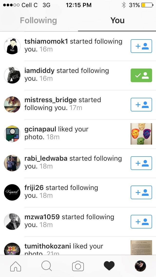 okmalumkoolkat's tweet image. Just got a follow from the legendary Diddy on IG #MlaziMilano ✍🏾🌍