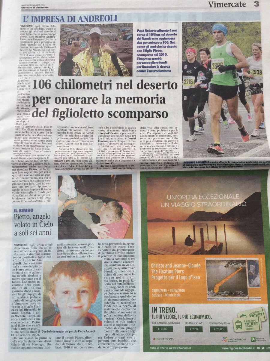 juannelle90's tweet photo. Prima pagina per @robandre e la sua corsa #Run106Pietro https://t.co/3LNhsIkDxG
