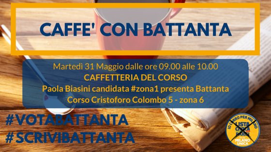 FBattanta's tweet photo. Dalle 9 alle 10 vieni a bere un caffè con me
#caffeconbattanta #votabattanta #scrivibattanta mi trovi qui! https://t.co/5VDhps71f9