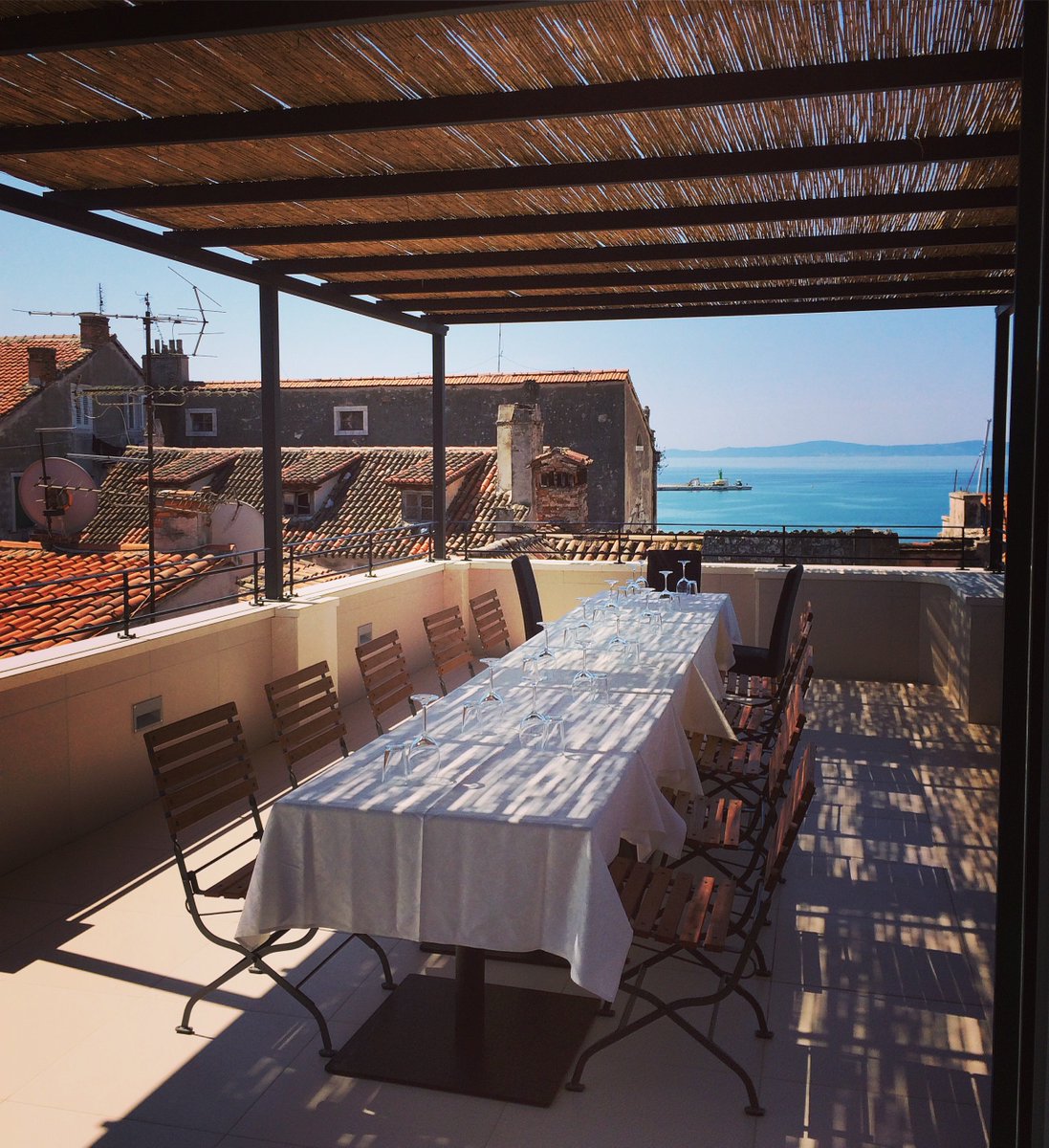 SplitHotel's tweet image. This is the view from our #privateterrace overlooking the #rooftops of #splitoldtown and #diocletianspalace
