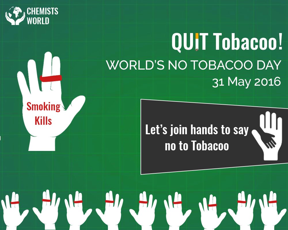 ChemistsWorld's tweet photo. #WorldNoTobaccoDay #AntiSmoking #31May2016 #NoTobaccoDay #ChemistsWorld #FreeOnlinePlatform #Medicine #India https://t.co/6F8pLfYf7Q