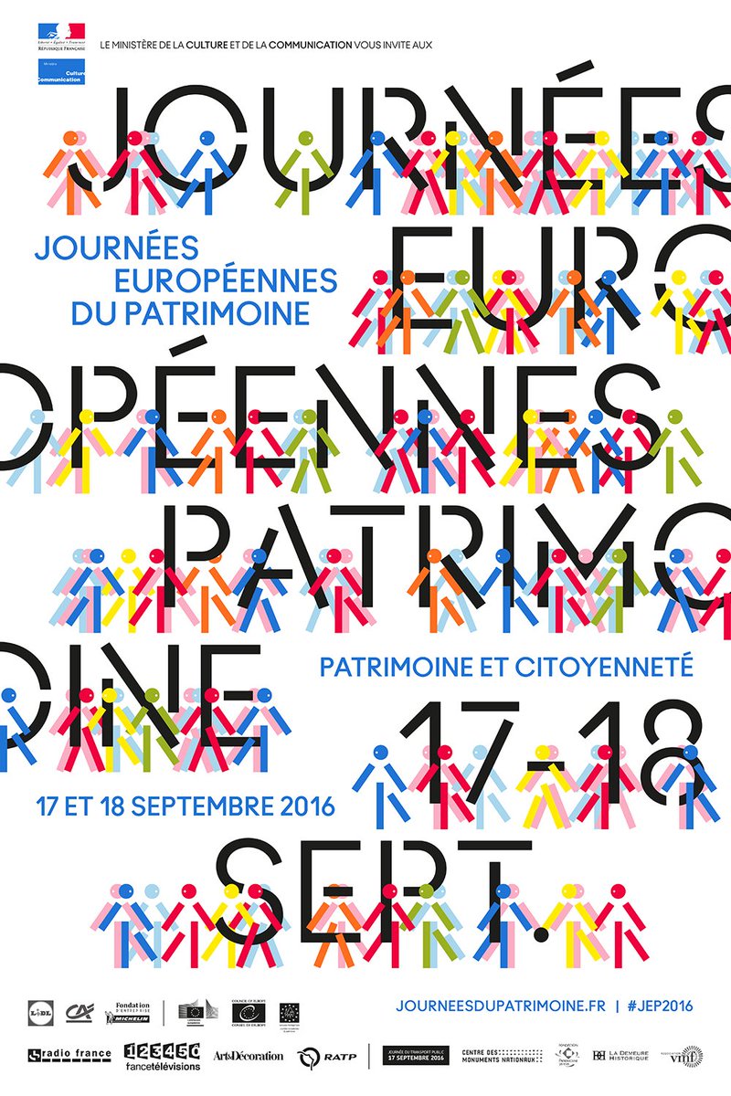 Une ribambelle de couleurs pour l'affiche #JEP2016, signée @DesSignes! Rdv les 17-18 sept pour fêter le #patrimoine!