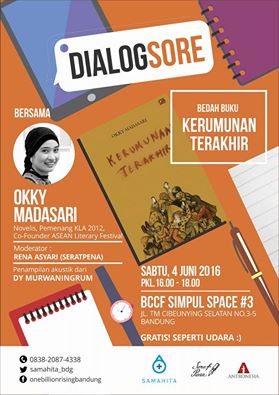 Dialog Sore membedah buku Kerumunan Terakhir lgs bersama sang penulis <a href="/okkymadasari/">Okky Madasari</a> di <a href="/BCCF_bdg/">BCCF</a>, Sabtu,4Juni'16