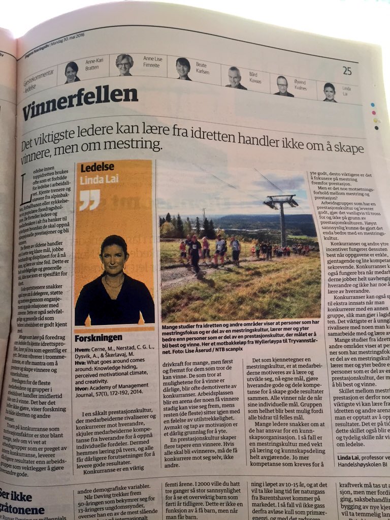 Glitrende fra <a href="/LindaLaiProf/">Linda Lai</a> om mestringskultur kontra vinnerkultur. Hvilken kultur heier du på? #vinnerfellen
