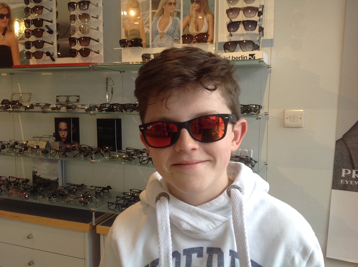 OpticalShopIre's tweet image. Doesn't our customer Theo look cool in his new mirrored #RayBans, available in store now. #Blackrock #Opticians