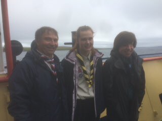 WayneBulpitt's tweet photo. Last leg of our journey to Hoy Cemetery on the ferry, with Amy Keogh and Noah Buckingham #Jutland100 https://t.co/nq5s76MQ7s