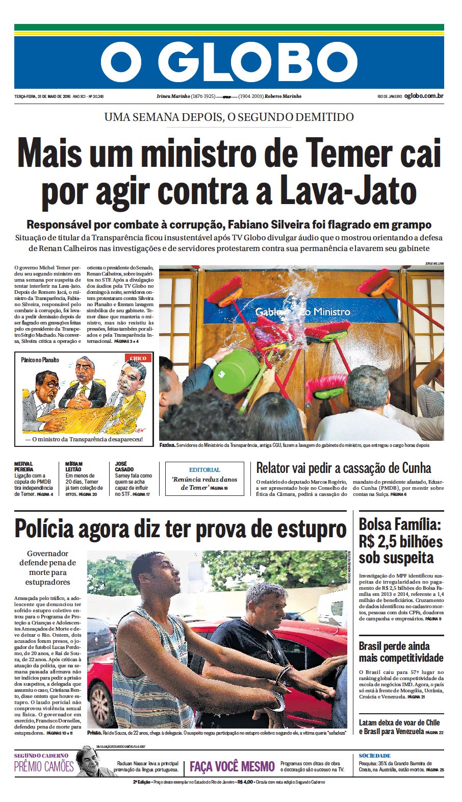 Jornal O Globo on X: Capa da edição desta terça-feira; confira