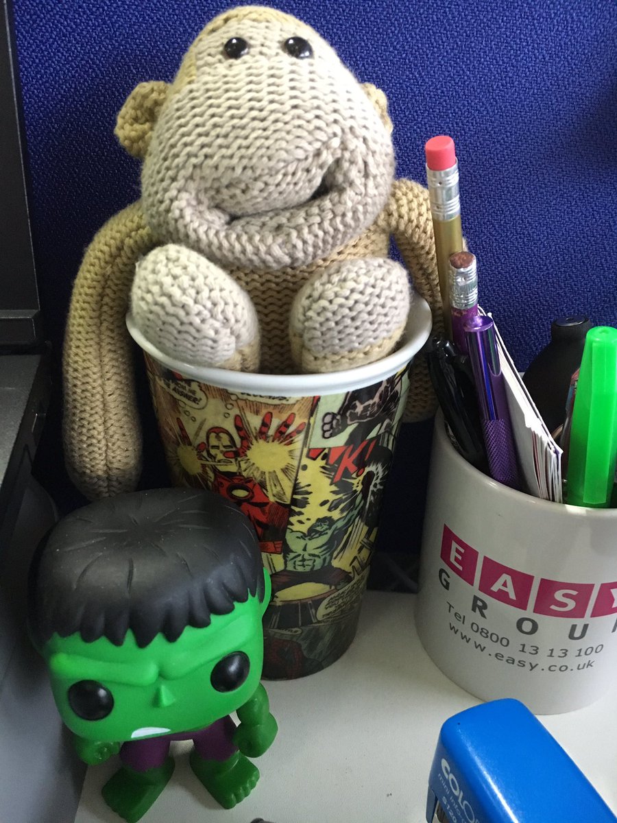 Gupx's tweet image. Hulk joins monkey on the tech support desk today #hulk #techsupport #techmonkey