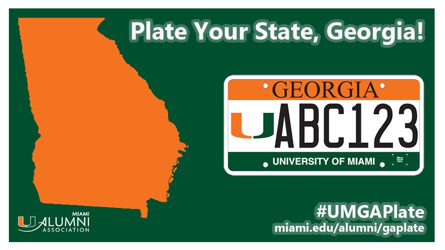 UM_alumni's tweet photo. Being a 'Cane is cool, why not show it off? Sign up online for the #UMGAPlate today! https://t.co/6YPyJwQ8rU https://t.co/tBMpc73VEb
