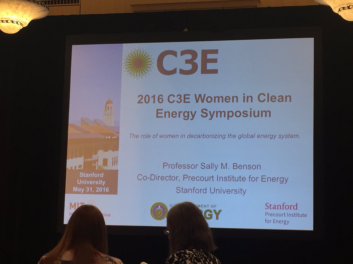 kristenebrown's tweet photo. "We can't have a sustainable future without sustainable energy" - Sally Benson, Stanford Precourt Inst.  #C3Ewomen https://t.co/b6pAdatUas