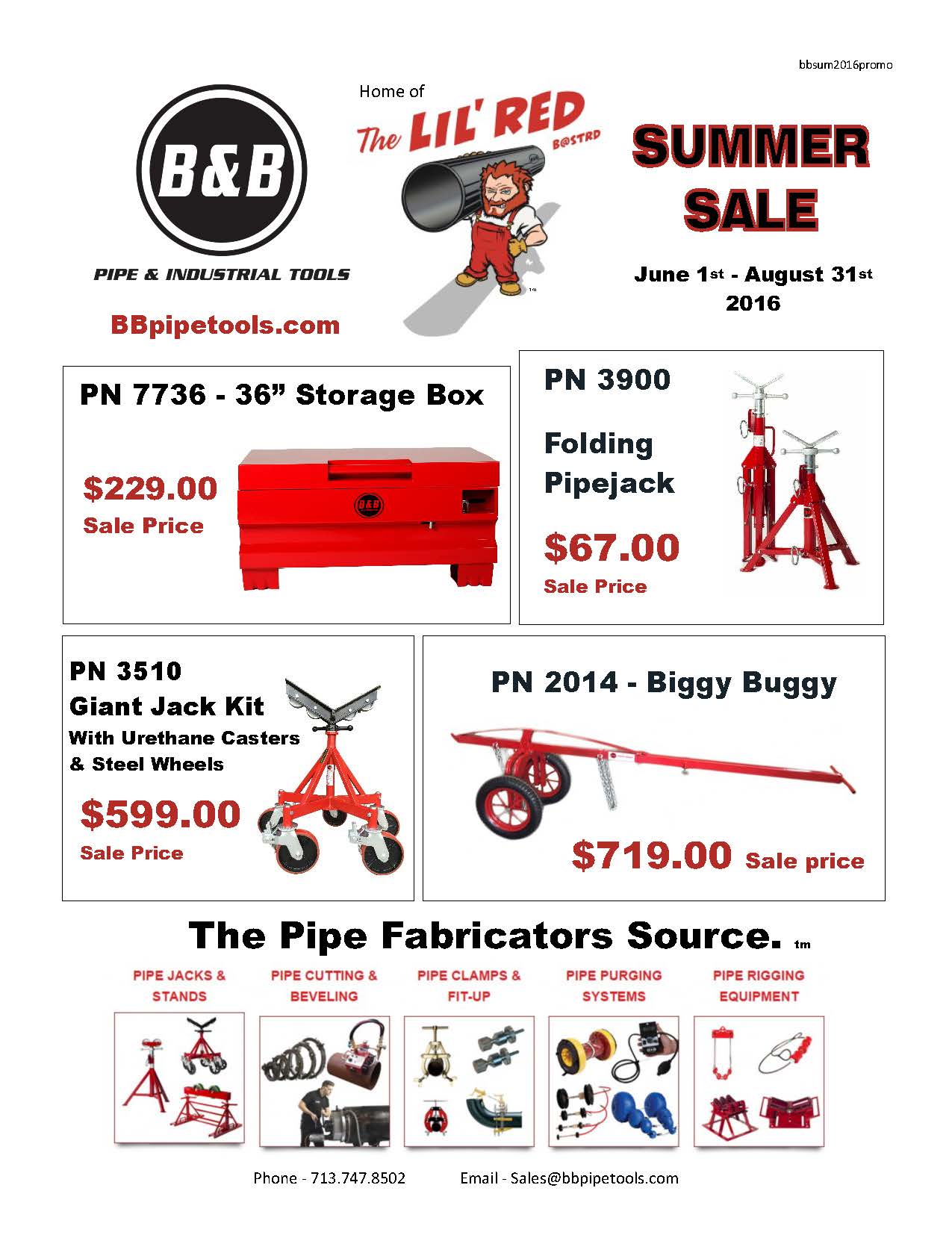 B&B Pipe Tools on Twitter "B&B summer promo starts June 1st. toolsale toolpromo 