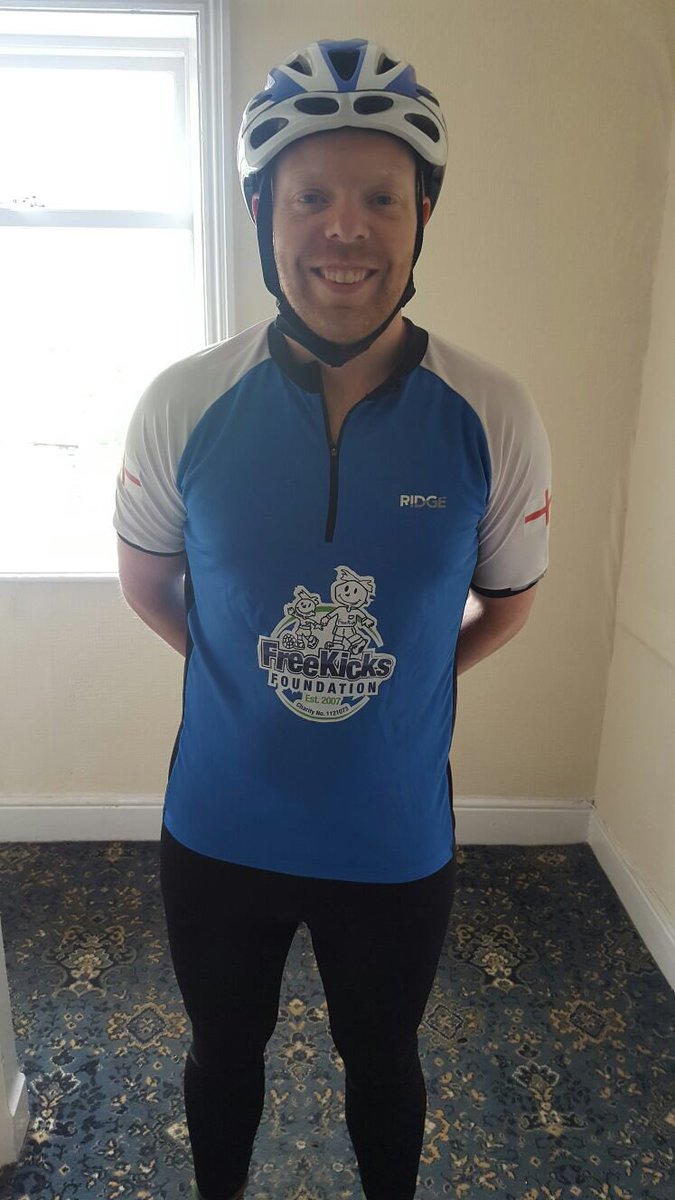 FK2FRA's tweet photo. @neil_robbo with his new cycling jersey for our ride! Nice work with the @FreeKicks logo! #charity #cycle #Euro2016 https://t.co/M2wmBfitiv