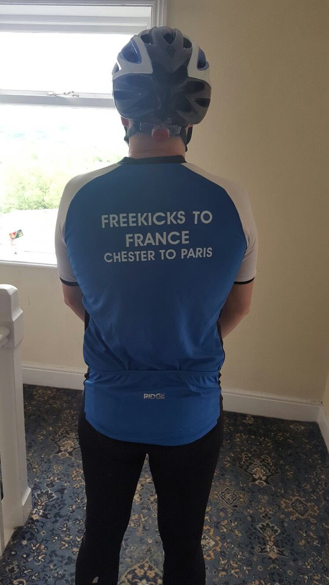 FK2FRA's tweet photo. @neil_robbo with his new cycling jersey for our ride! Nice work with the @FreeKicks logo! #charity #cycle #Euro2016 https://t.co/M2wmBfitiv