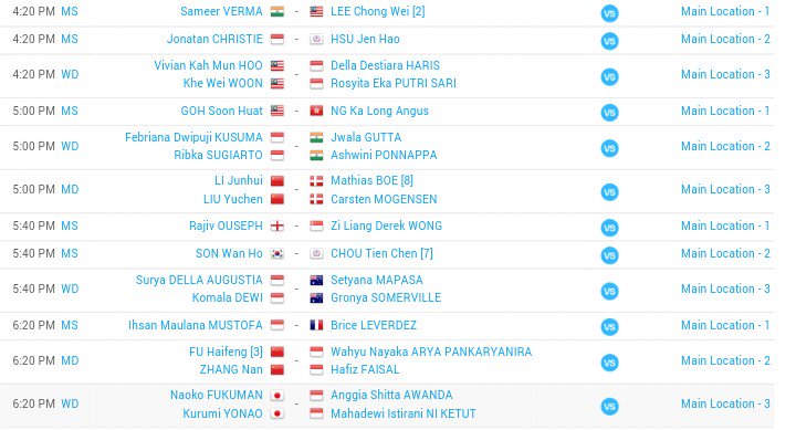 INABadminton's tweet photo. Jadwal babak satu untuk MS, MD dan WD besok dimulai jam 09.00 WIB #EaaForIndonesia #IndonesiaSSP https://t.co/0aTAV99AZX
