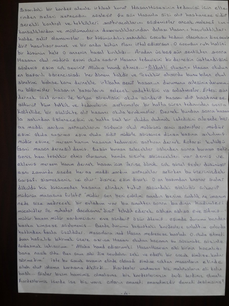 Cezaevindeki Bir kardeşimizin Mektubu..
5. sayfa bir sonraki paylaşımda