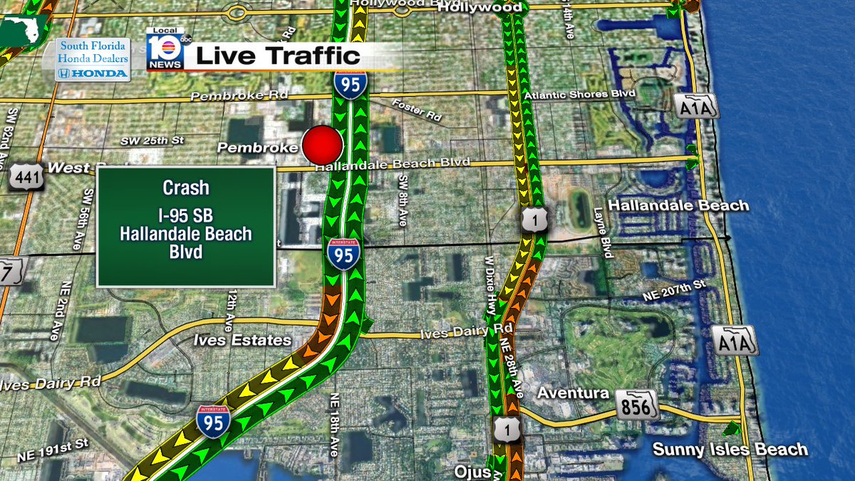 Crash on I-95 SB at Hallandale Beach Blvd #MIAMI #TRAFFIC https://t.co/YymZiM7LIX