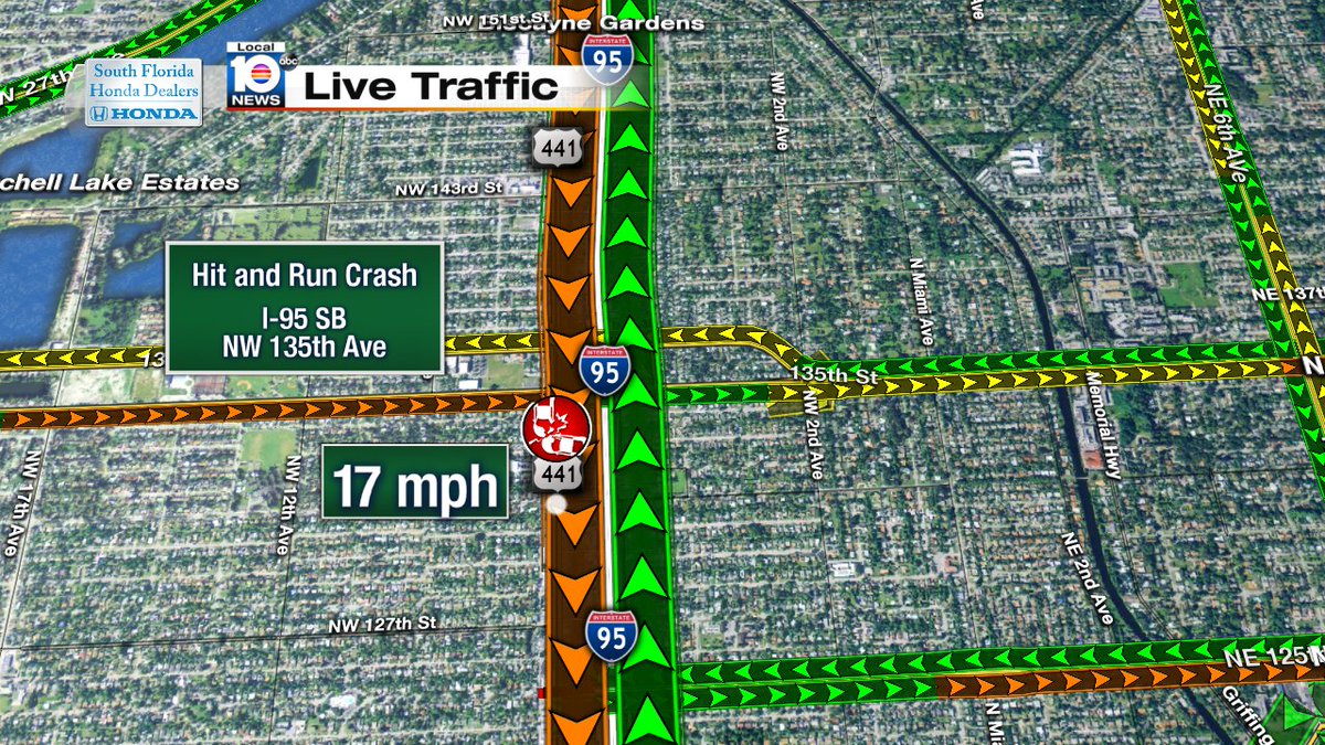 Hit and Run Crash on I-95 SB at NW 135th Ave #MIAMI #TRAFFIC https://t.co/cWonVIkZUj