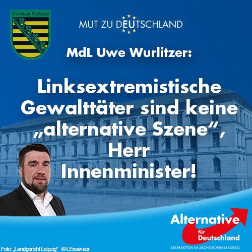 AfD_SLT's tweet photo. Linksextremistische Gewalttäter sind keine „alternative Szene“, Herr Innenminister! https://t.co/8XIanuW3fo https://t.co/C8DGh5jgD3