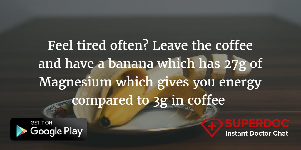 superdocapp's tweet image. Feel tired often? Leave the #coffee......  
Get more #healthtips.
Download superdoc app : buff.ly/1TTJZr8