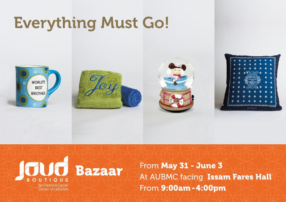 AUB_Lebanon's tweet photo. Joud Bazaar staying until June 3 from 9:00 AM till 4:00 PM at AUBMC facing Issam Fares Hall! #AUB #CCCL @CCCLebanon https://t.co/FE8Vlwbc4Z