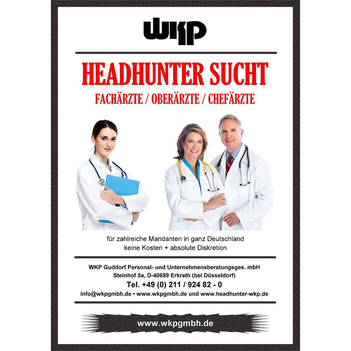 WKPGuddorf's tweet image. Wir suchen für mehrere Auftraggeber fortlaufend Chefärzte, Oberärzte, Fachärzte, MTAs/OTAs. wkpgmbh.de