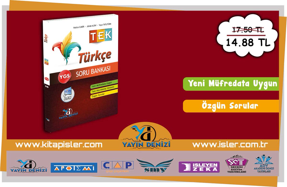 Yayın Denizi Ygs Tek Türkçe Soru Bankası ÇIKTI !
Hemen Satın Al :goo.gl/2WqHyD