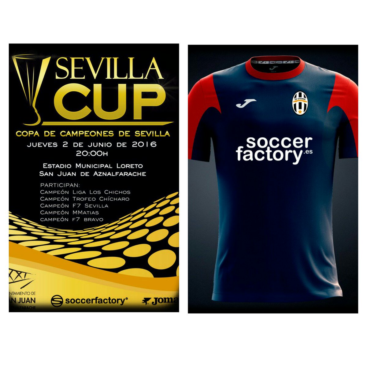 Aqui tenemos el cartel y la equipacion de la SEVILLA CUP. <a href="/ligachichos/">LIGA LOS CHICHOS</a> os invitamo a pasar una buena tarde de futbol