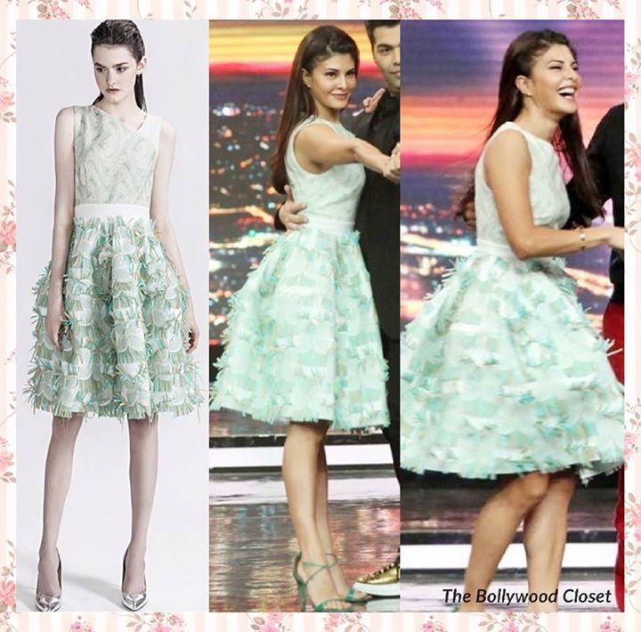 WeeklyBollywood's tweet photo. #JacquelineFernandez in #ADAandVIC Dress &amp; #Aquazzura Sandals For #Housefull3 Promotions - Styled by #TanyaGhavri. … https://t.co/jjpMxPLk0A