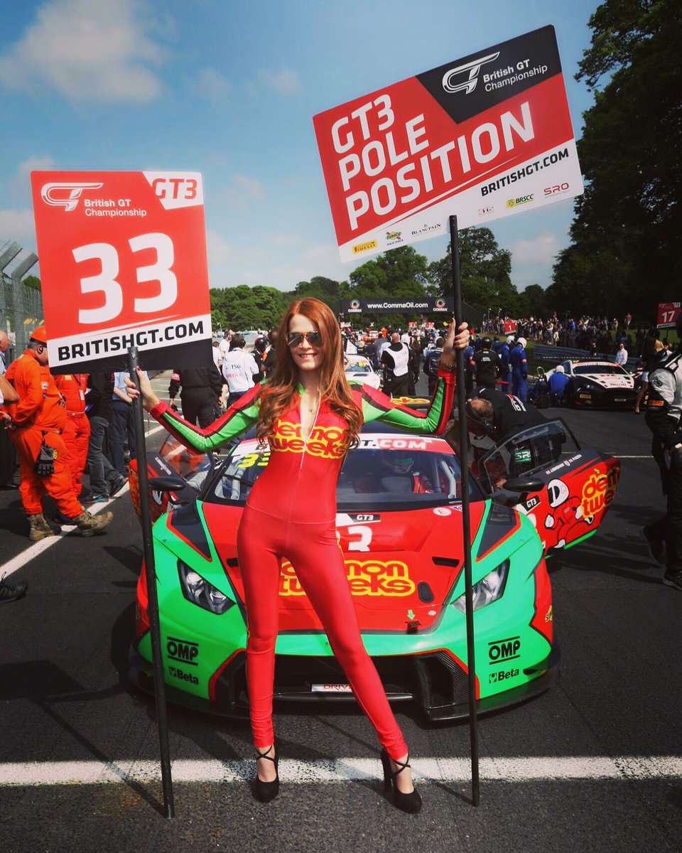 Sammie_jay25's tweet photo. Best spot on the grid for my @Demon_Tweeks boys @BritishGT @Oulton_Park #poleposition #gridgirl #demontweeks #britgt https://t.co/gyQgZzZovu