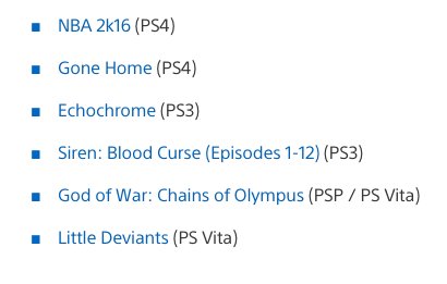 PSPlus_UK's tweet photo. Looks like it's here #psplusjune games confirmed - #NBA2k16 #GoneHome #Echochrome #Siren
#GodofWar #LittleDeviants https://t.co/o7gveEQ620