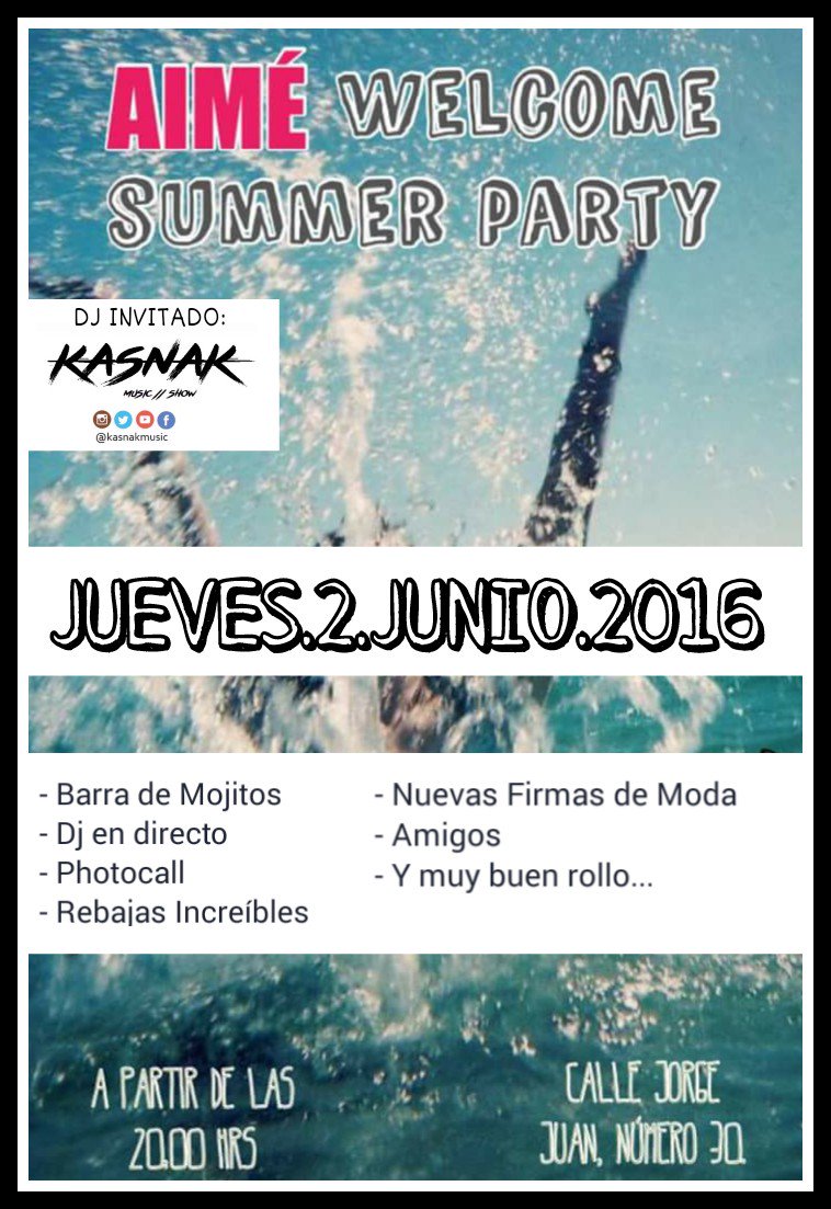 KasnakMusic's tweet photo. Este jueves celebramos la 
" Valencia Shopening night "! 
Estaré con todos vosotros desde las 20:00 en #Aimé 🎉🎉 👗 https://t.co/1uzkO1K59n