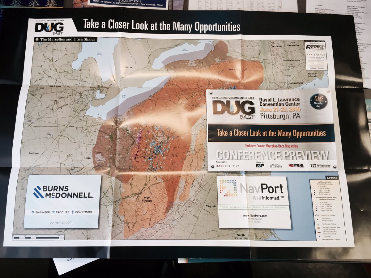 HartEnergyLive's tweet image. The DUG East Conference Preview includes an awesome map of the Marcellus! Sponsored by @BurnsMcDonnell @NavPortData