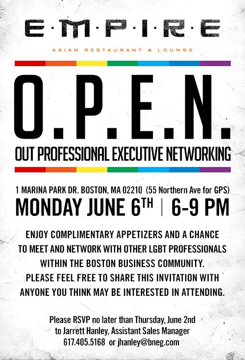 BostonEmpire's tweet photo. Monday 6/6 join us for O.P.E.N! #EmpireOPEN https://t.co/lPqjO5dOq8