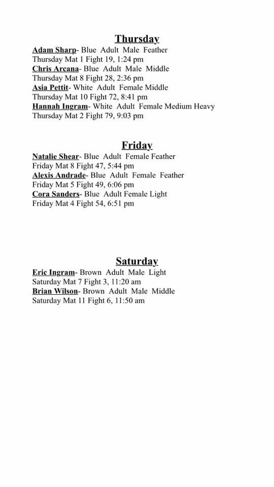 ForcaMartialArt's tweet photo. #TeamLDMA Competitor list for #BJJ Worlds! #BJJLifestyle #JiuJitsu #ForcaLife #TeamForca #LBC #Russellville #BJJ https://t.co/jdYhiKyH2A