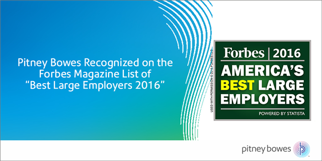 .<a href="/PitneyBowes/">Pitney Bowes</a> among "Best Large Employers of 2016" by <a href="/Forbes/">Forbes</a> #PBProud #PBLife pbi.bz/1UrPr4h #PBemp