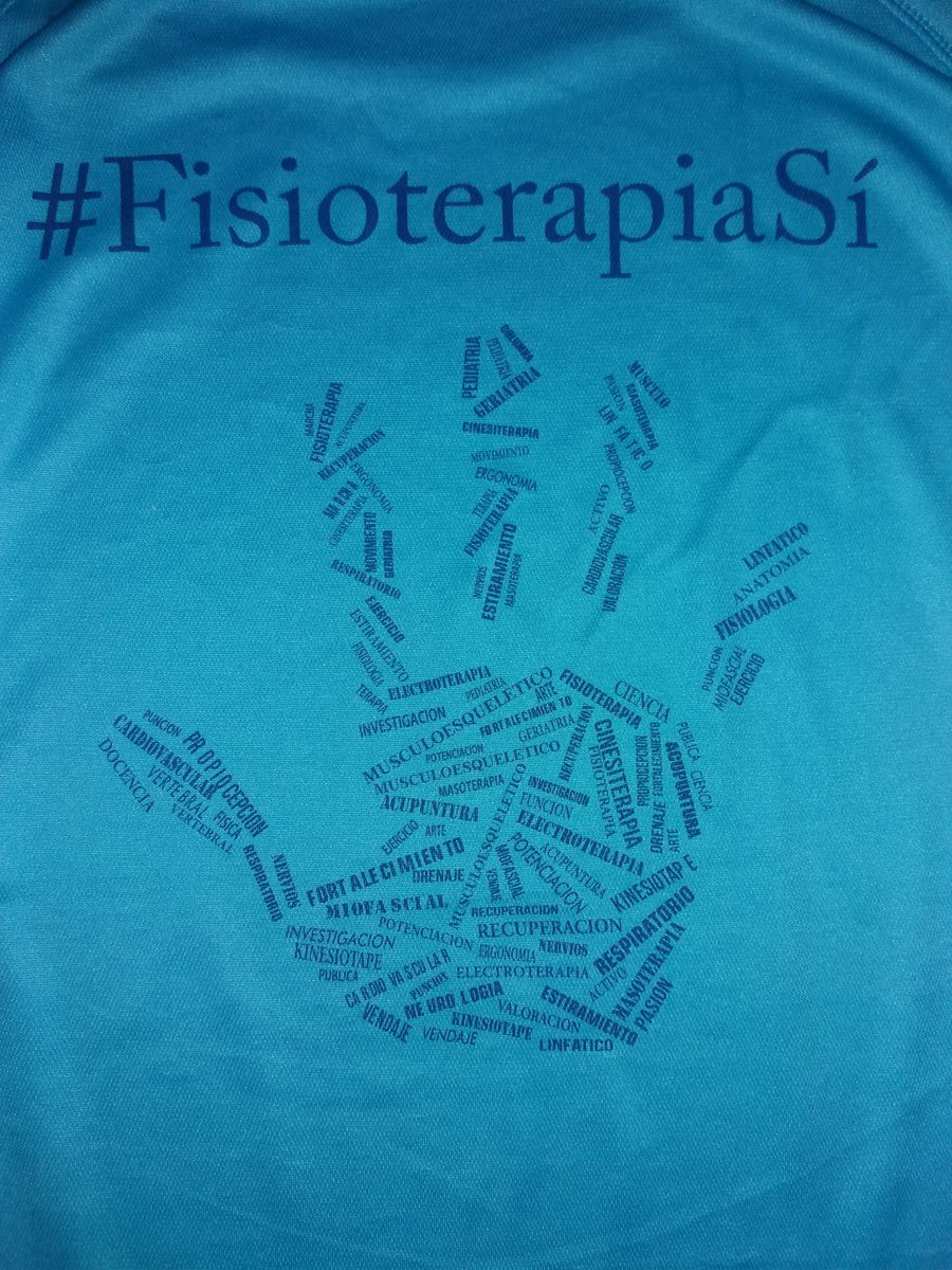FisioterapiaSi's tweet photo. Parte trasera de las camisetas: palabras relacionadas con nuestra profesión. Que no quede reducida a la masoterapia. https://t.co/HVvnmzwk4C